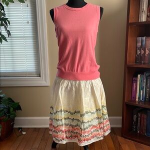 White A-Line Skirt with Decorative Pattern